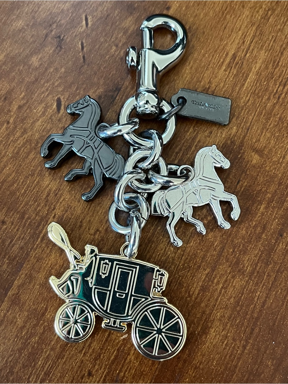RARE Coach 1941 Horse And Carriage Mix Bag Charm Silver, Gold, Gunmetal